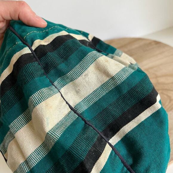 Handmade Vintage 90s Green Southwestern Tapestry Round Bucket Bag - Picture 11 of 16